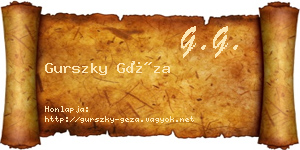 Gurszky Géza névjegykártya